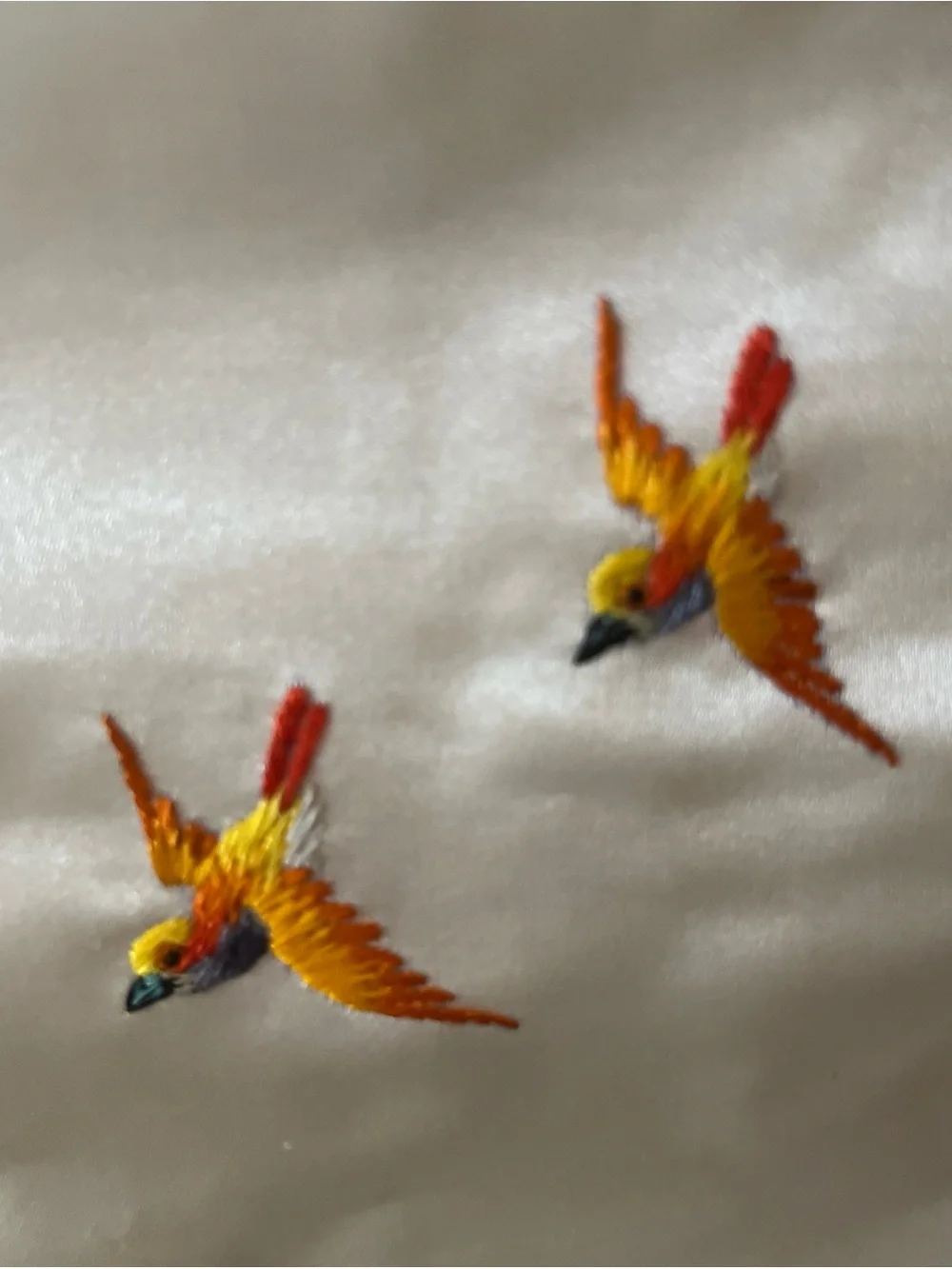 Asian Silk Embroidered Phoenix Wall Hanging - Multicolor vintage